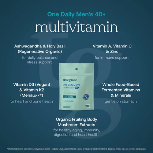 Miniatura 3 de True Grace Minerales fermentados multivitamínicos diarios para hombres, adaptógenos orgánicos y hongos para equilibrar todo el cuerpo, suplemento