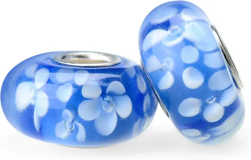 Miniatura 15 de RUBYCA Cuentas de cristal de Murano floral con núcleo de color plateado, ajuste europeo para hacer joyas, 6