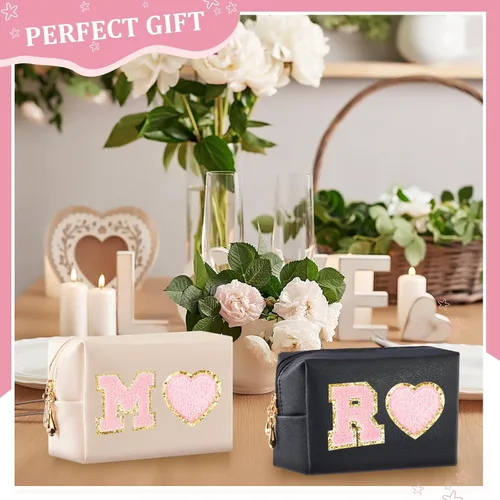 Miniatura 4 de 24 bolsas de maquillaje a granel de piel sintética para cosméticos, bolsa de maquillaje, bolsa de cosméticos lisa, bolsas de aseo impermeables