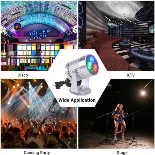 Miniatura 7 de Yescom 3W LED Reflector haz Pinspot etapa efecto de iluminación para DJ bola de espejos fiestas discotecas, 27LED001-RGB-11, 3.0watts