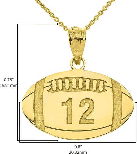 Miniatura 4 de 10K or 14K Yellow White or Rose Gold Sports Charm Customized Football Pendant with Your Name and Number - Choice of Metal