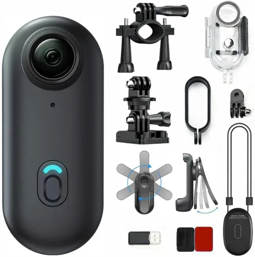 Miniatura 10 de JETO Mini cámara corporal 4K, cámara de acción POV con clip con cordón magnético, clip trasero giratorio, gran angular de 150°, funda impermeable