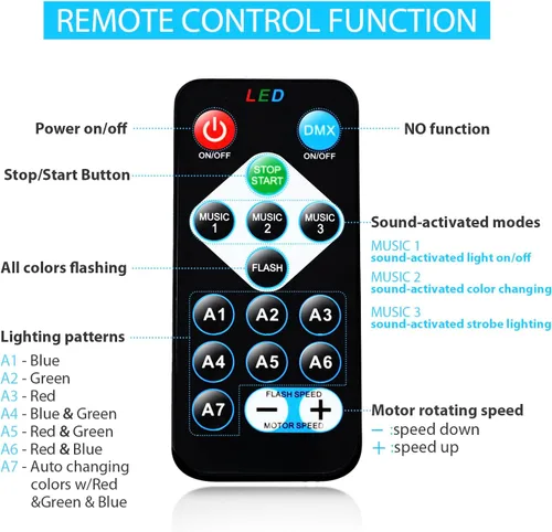 Miniatura 3 de Luces de fiesta de bola de discoteca para DJ, activadas por sonido, con control remoto, lámpara estroboscópica, 7 modos, luz de escenario