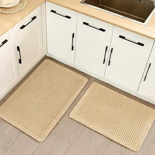 Miniatura 9 de Alfombra de Baño de Lujo tipo Waffle, Súper Absorbente Antideslizante, Alfombras de Baño Bohemias, Ultra Suaves y Cómodas, Lavables a Máquina