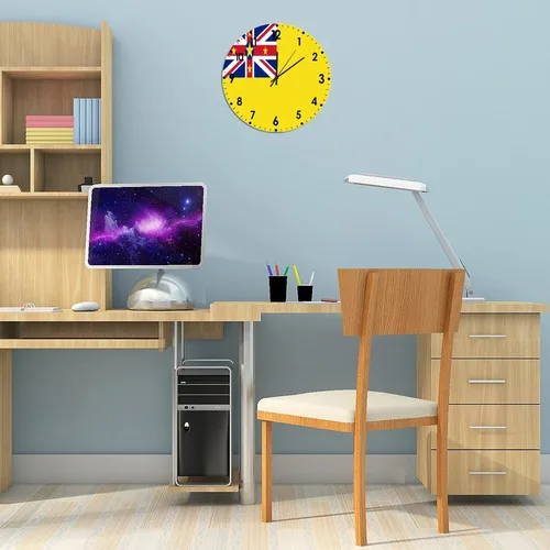 Miniatura 164 de Cheyan Reloj de pared con bandera de Canadá de 12 pulgadas, silencioso, sin tictac, de PVC, funciona con pilas, reloj redondo decorativo, regalo