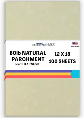 Miniatura 11 de 100 hojas de papel de pergamino natural con texto 60# (enlace = 24), 4.25 x 11 pulgadas, tamaño media carta, corte largo, 60 libras, no es