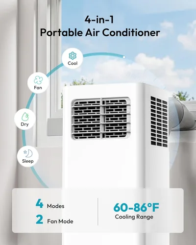 Miniatura 3 de EUHOMY Aire acondicionado portátil de 12,000 BTU, aire acondicionado portátil 4 en 1 para habitaciones de hasta 550 pies cuadrados con fresco