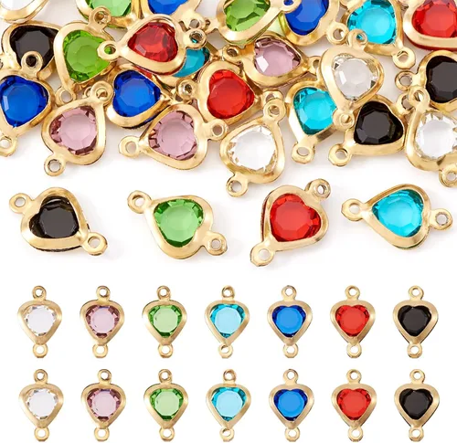 Miniatura 9 de Heart Connector Charms Faceted Crystal Love Heart Link Charms Valentines Linking Pendants with Double Loops for DIY Bracelet Necklace Jewelry Making