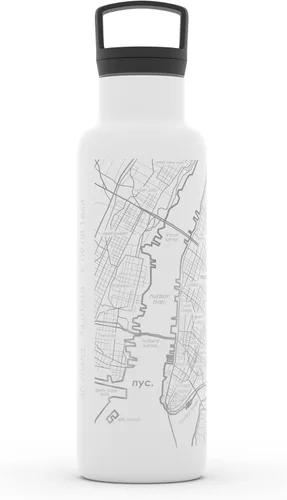 Miniatura 196 de Well Told Botella de agua aislada con mapa de Washington DC grabado, botella de acero inoxidable grabada (21 onzas, blanco) botella aislada de mapa