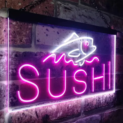 Miniatura 22 de ADVPRO Sushi Fish Sashimi Restaurant - Letrero de neón LED de doble color, azul y rojo, 12 x 8.5 pulgadas, st6s32-i3334-br