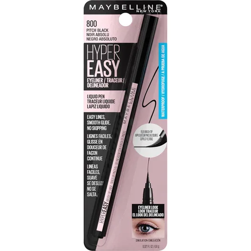 Miniatura 9 de Maybelline Hyper Easy - Delineador líquido de ojos, acabado satinado, fórmula a prueba de agua, delineador de ojos, Pitch Black, 0.018 Fl.oz.
