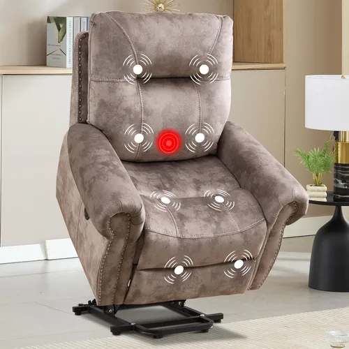 Miniatura 7 de EBELLO - Silla reclinable eléctrica con masaje y calor, sillón reclinable de tela suave para adultos, sofá reclinable individual acolchado, diseño
