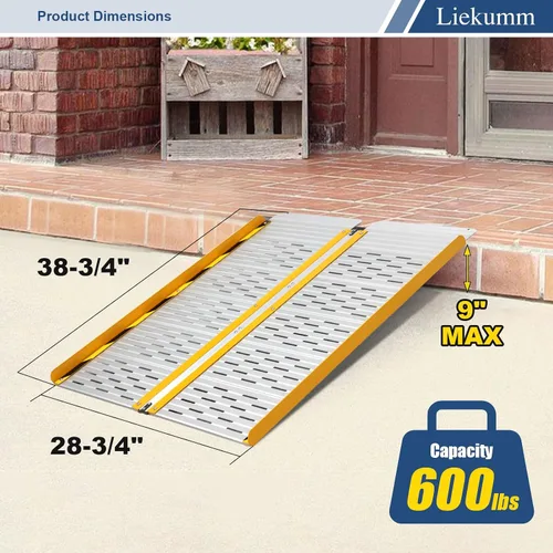Miniatura 3 de LIEKUMM Rampa portátil para silla de ruedas, capacidad de 600 libras, evita el encharcamiento, rampas para sillas de ruedas para el hogar, rampa