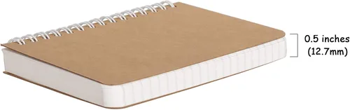 Miniatura 5 de Cuadernos de espiral plano con tapa Kraft, paquete de dos unidades, 3.5 x 5.5 pulgadas, 180 páginas a rayas, 90 hojas, fácil de transportar