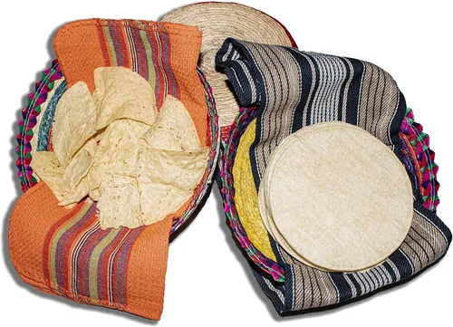 Miniatura 3 de Paquete de 3 calentadores de tortilla de palma mexicana, hechos a mano por artesanos indígenas, tortillero grande de tamaño colosal para tortillas