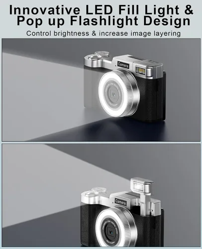 Miniatura 4 de Cámara digital FLATIC, cámaras 4K de 64MP para fotografía con tarjeta de 64GB, cámara de vlogging de enfoque automático de 18X para YouTube
