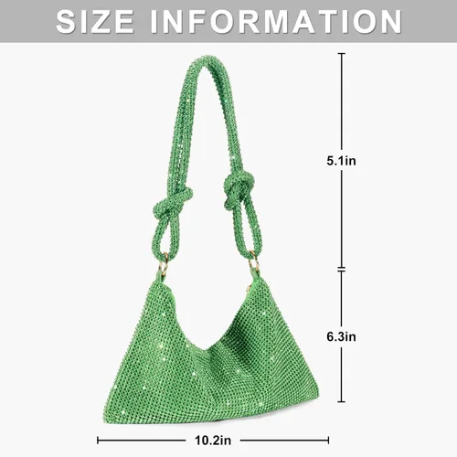 Miniatura 6 de Monederos con diamantes de imitación para mujer, elegante bolso de noche brillante, bolso de mano plateado brillante para fiesta