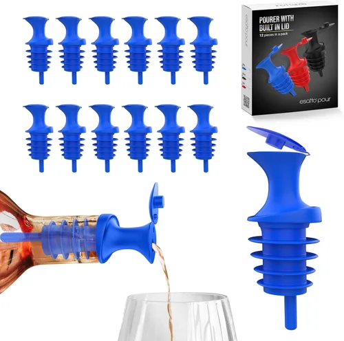Miniatura 11 de Esatto Verter y sellar, vertedores de botellas de plástico con tapa integrada, vertido fácil y preciso, tapa para almacenamiento y prácticas Negro