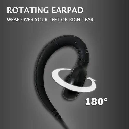 Miniatura 5 de PROMAXPOWER Auricular giratorio PTT de dos vías con forma de C de 1 cable para Motorola CP88, CP100, CP185, CP200D, CLS1110, CLS1410, RDM2070d