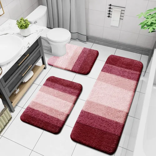 Miniatura 52 de Arotive - Juego de alfombras de baño de 3 piezas, alfombras de baño extra suaves y absorbentes, alfombrillas de baño lavables a máquina y que se