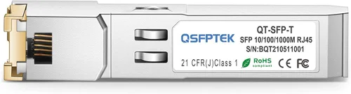 Miniatura 2 de QSFPTEK 1.25G SFP a RJ45, módulo 1.25Gbase-T, transceptor de cobre 10/100/1000BASE-T compatible genérico SFP para interruptores abiertos