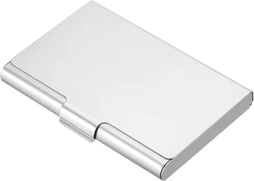 Miniatura 7 de Patikil Titular de la tarjeta de visita, caja de la tarjeta de metal de aluminio, titular profesional de la tarjeta de bolsillo para el nombre y Oro