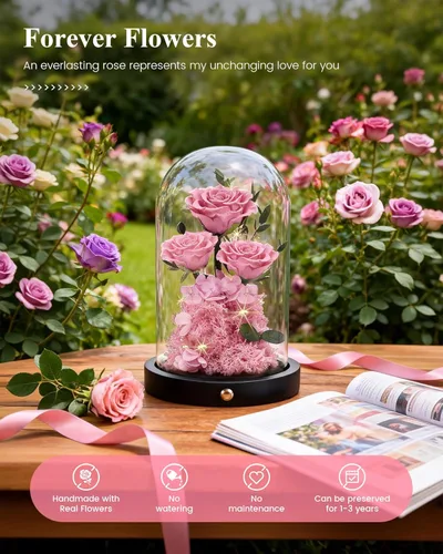 Miniatura 2 de DENIMOMO Rosas para el día de la madre, rosas preservadas para el Día de la Madre, rosas reales para el Día de la Madre, regalos para esposa, mujer