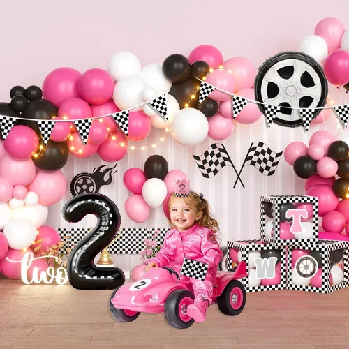 Miniatura 6 de Dos decoraciones de cumpleaños rápidas: 118 piezas, 2 suministros de fiesta de cumpleaños rápidos con telón de fondo, guirnalda de globos, cajas
