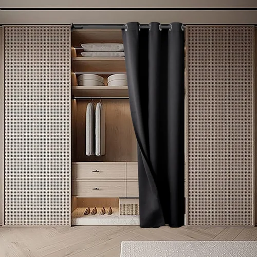 Miniatura 2 de BGment Cortina negra de puerta de 80 pulgadas de largo para puerta, cortina de armario de dormitorio, aislamiento térmico, con ojales, divisor