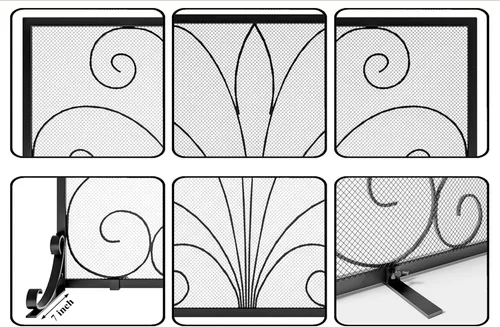 Miniatura 6 de Fire Beauty Pantalla para chimenea, hierro forjado hecho a mano, malla de metal para fuegos de horno, protector de chispas seguro, accesorios