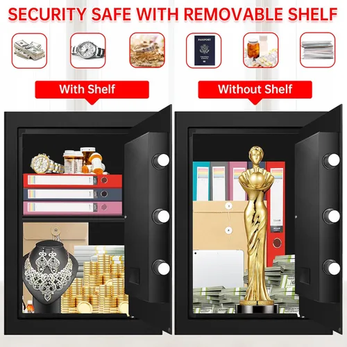 Miniatura 4 de 3.3 pies cúbicos Cajas de seguridad grandes ignífugas para uso doméstico, caja de seguridad para el hogar digital ignífuga impermeable con teclado