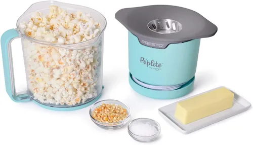 Miniatura 6 de Máquina de palomitas de aire caliente Presto 04811 PopLite My Munch - Tamaño personal, tazón de servir incorporado, diseño compacto, 8 tazas, azul