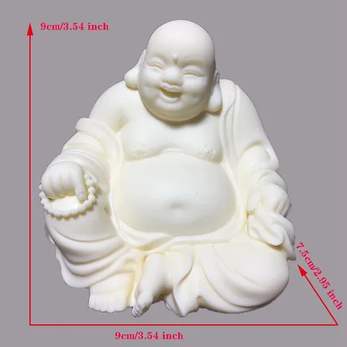 Miniatura 2 de Estatua de Buda riendo blanca para decoración de oficina en casa, pequeña figura de Buda para Feng Shui, buena suerte, riqueza y felicidad