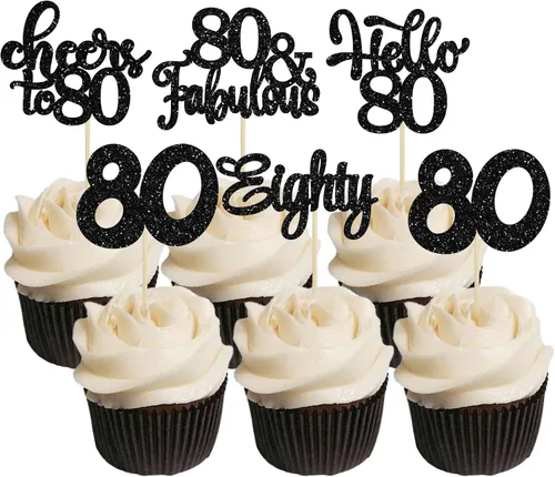 Miniatura 88 de 30 piezas Adornos para pastel de cumpleaños de 6 años, seis brillos, hola 6, púas para cupcakes, felicitaciones a los 6 años, decoraciones
