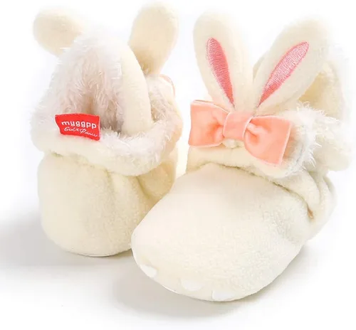 Miniatura 5 de TIMATEGO - Pantuflas tipo botines de felpa con suela antideslizante para recién nacidos, bebés, niños y niñas