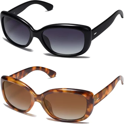 Miniatura 2 de SOJOS Gafas de sol cuadradas vintage para mujer con protección UV polarizada, marco Havana