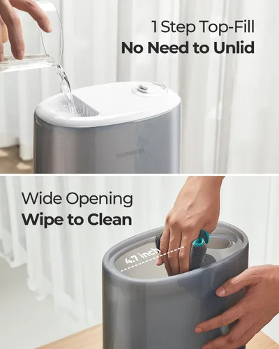 Miniatura 6 de Homvana Humidificador para habitación grande, 7 L (807 pies ²), niebla inteligente cálida y fría, humidificadores de llenado superior