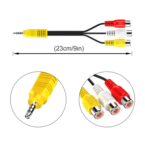 Miniatura 3 de Cable RCA de 0.138 in a 3, cable adaptador de componente AV de video de repuesto para TCL TV, adaptador de entrada de 3 RCA a AV - 9.1 in/9 pulgadas