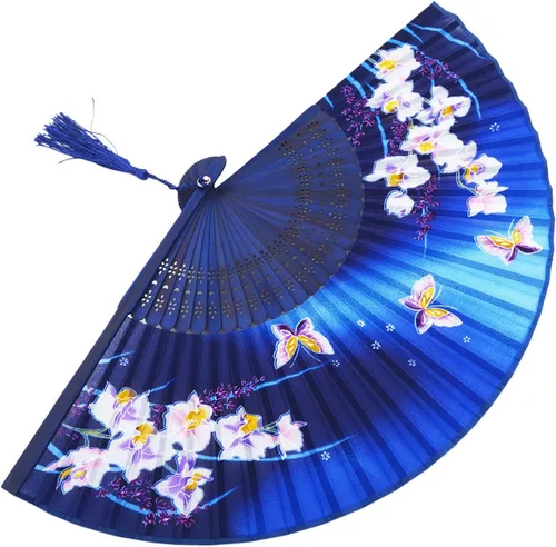 Miniatura 2 de Abanico plegable de mujer, de 8.27 pulgadas, estilo chino/japonés, estilo retro vintage