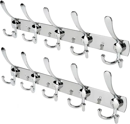 Miniatura 8 de Perchero de pared con 5 ganchos de tres puntas, de PHINGEER, resistente, de acero inoxidable con gancho, decorativo, para colgar abrigos, chaquetas