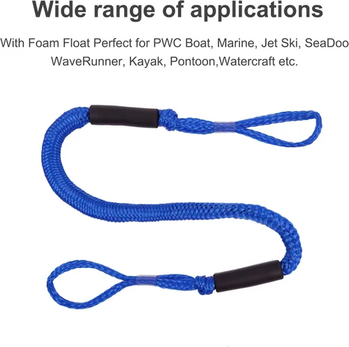 Miniatura 2 de Cuerda de amarre elástica para barcos, kayak, moto acuática, pontón, canoa, lancha motora, azul (4X)