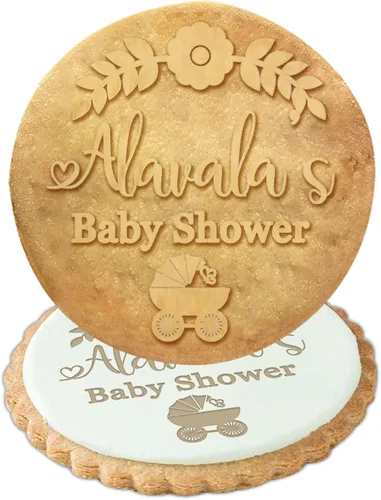 Sello de galletas personalizado para baby shower con logotipo, nombre de familia, cortador de galletas personalizado y sello para hornear, diseño