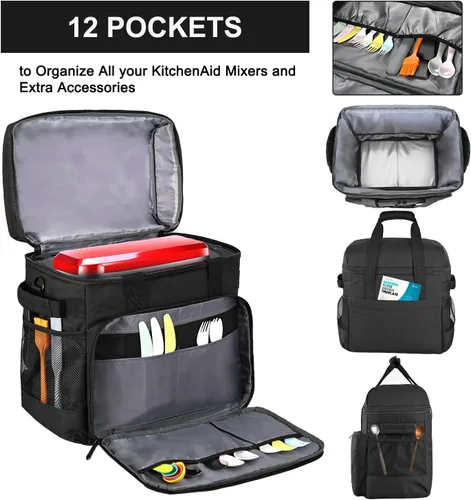 Miniatura 4 de LEFOR·Z Bolsa mezcladora de pie compatible con mezcladores KitchenAid (6-8 cuartos de galón), mezclador acolchado, funda de transporte de viaje