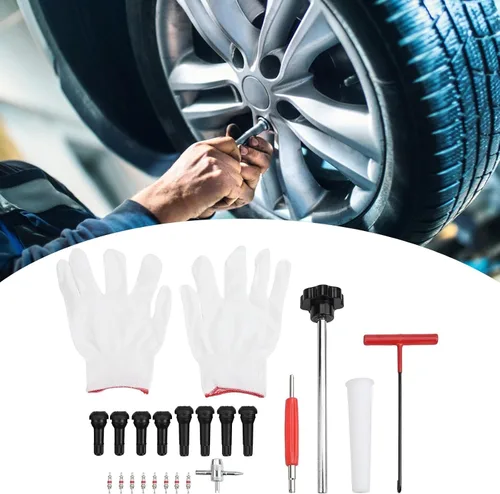 Miniatura 2 de 22-Piece Quick Change Tire Valve Tool Kit, 15-Second Stem Replacement For Cars, Trucks, ATVs, Motorcycles With TR413/414 Cores(black)