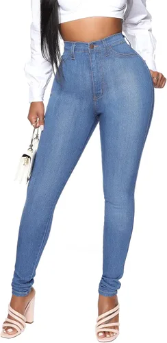 Miniatura 64 de KUNMI - Pantalones de mezclilla clásicos de cintura alta para mujer, elásticos, con efecto de levantamiento de glúteos, ajustados