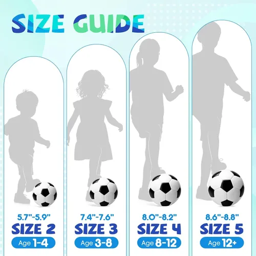 Miniatura 2 de Soccer Ball Size 5 Size 4 Size 3 Size 2 with Pump Deflated - 2 Pack Standard Indoor Outdoor Training Ball Black and White - Gift for Adult Youth