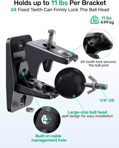 Miniatura 4 de Soporte de pared para altavoz trasero de sonido envolvente, soporte de montaje de techo para satélite universal, se adapta a orificio de cerradura