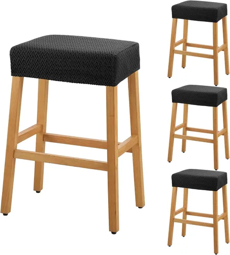 Miniatura 18 de YISUN Fundas de taburete rectangulares, paquete de 2 fundas elásticas impermeables para asiento de silla de montar, taburetes de bar, sillas de bar