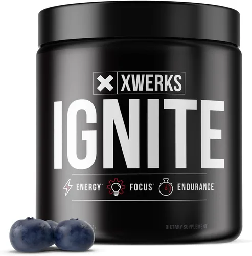 Xwerks Ignite - Polvo de preentrenamiento para hombres y mujeres, polvo natural de bebida energética preentrenamiento, fórmula keto sin gluten para