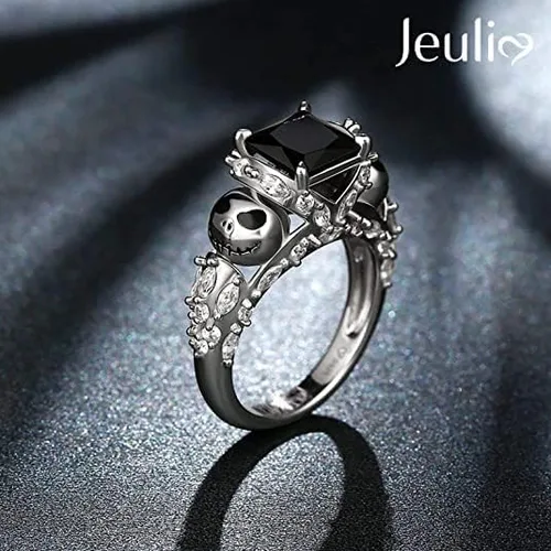 Miniatura 3 de Jeulia Anillo de plata de ley con diseño romántico de calavera de alma para mujer, esposa, novia, compromiso, boda, aniversario, Navidad